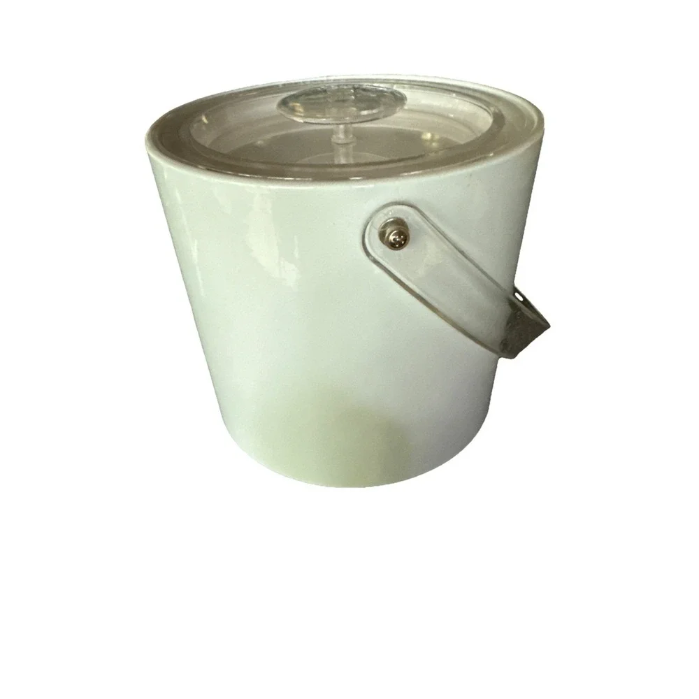 Georges Briard White Ice Bucket - MCM Mod Space Age Lucite Handle VTG